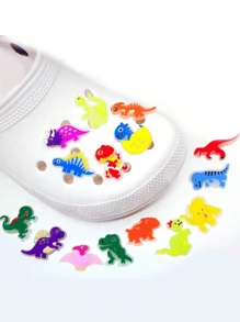 12入組熒光恐龍卡通PVC鞋圈，適用於洞洞鞋裝飾 - 12Pcs - 查看 11