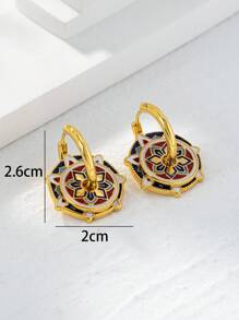 1 Paar Kupferlegierung Dual-Purpose Makronen Serie bunte Email Kleeblatt, Pentagramm, Tropfglasur geometrischer Ring modische vielseitige Damen Ohrringe, DIY Ohrringe, Muttertags Geschenk
