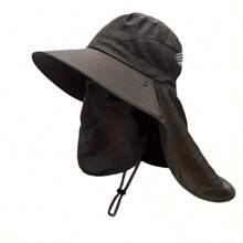 1pc Outdoor Sun Hat With Removable Face Cover, UV Protection Wide Brim Hat With Neck Flap For Hiking, Climbing, Fishing
