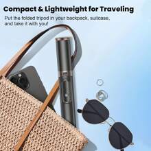 TONEOF 152cm Selfie Stick Trípode, Ligero trípode del teléfono Celular con Mando a Distancia Integrado, 360 ° de rotación trípode portátil para 4-7 Pulgadas iPhone Android/Viajes - Negro - Ver 8