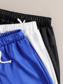 Juego de 3 piezas para niño preadolescente con shorts estampados con dibujos animados, para verano - Multicolor - Ver 4