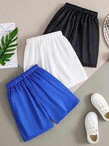 Juego de 3 piezas para niño preadolescente con shorts estampados con dibujos animados, para verano - Multicolor - Ver 2