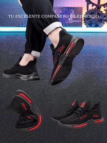 Zapatillas con Cordones para Hombre, Tenis Cómodos Transpirables Para Correr Para Hombre Zapatillas de deporte para hombre con hoja de tenis para caminar, apatillas de Malla Casuales para Hombre,Zapatillas con Cordones de Punto,Zapatos deportivos para hombres cómodos y transpirables Zapatos de carrera de malla nueva Zapatos casuales de lona Zapatos coreanos versátiles y de moda para hombresZapatillas Deportivas Modernas, Zapatillas Informales, Zapatillas para Correr o para Caminar. Malla Ligera Antideslizante con Cordones y Amortiguación Zapatillas Deportivas Transpirables. - Rojo - Ver 9