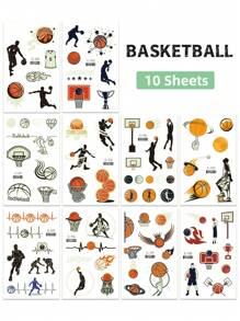 10 Sheets Luminous Basketball Temporary Tattoo Stickers,Glow In The Dark Basketball Pattern,Basketball Party Favor Birthday Party Decoration,Basketball Team Building Gift,Basketball Cheerleading Stickers,Basketball Face Stickers Perfect For Boys Outdoor Sports & Birthday Party Bag & Stocking Fillers