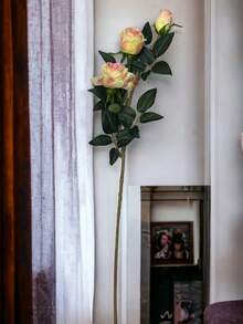 Artificial Roses With Premium Material - Yellow With Pink - View 2