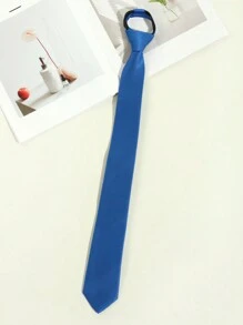 1pc Men's Casual Solid Color Easy Zip-Up Necktie With Fine Diagonal Stripes (1200 Needle Count), Suitable For Daily Suit Matching, Available In Black/Green/Blue/Apricot/Grey