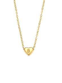 A Minimalist Necklace With A Small Heart-Shaped Letter Pendant, Made Of Stainless Steel And Plated With 18k Gold. Mini Necklace With Heart-Shaped Letter Pendant. - Letter Heart Necklace - View 14
