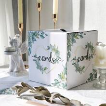 1 件带插槽的婚礼卡盒，用于婚宴的纸板礼品卡盒，绿色主题 DIY 婚礼信封钱卡盒，用于派对毕业婴儿洗礼生日装饰、婚礼装饰、家居装饰、房间装饰派对礼物新娘