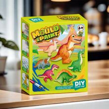 1 Box Dinosaur & Car Themed Gypsum Craft Painting Toys, DIY Art Set - Great Gift For Kids - Multicolor - View 1