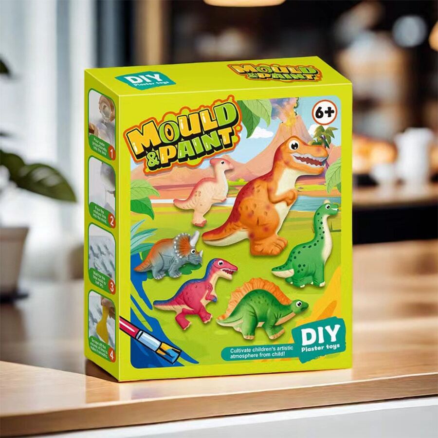 1 Box Dinosaur & Car Themed Gypsum Craft Painting Toys, DIY Art Set - Great Gift For Kids - Multicolor - View 1