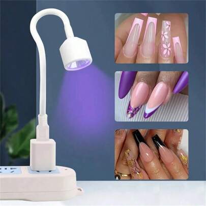 Mini Flexible USB UV LED Nail Lamp, Fast Drying For Eyelash Extension Glue, Nail Polish, Gel Nail Art Tools