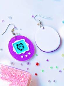 1 par de lindos aretes de mascota electrónica de acrílico, regalo divertido y único para familiares y amigos