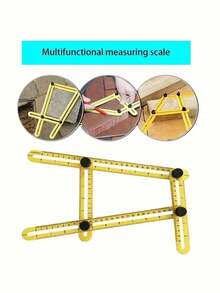 1pc Multi-Functional Foldable Plastic Folding Ruler For Measuring Multiple Angles, Lengths And Corners - Yellow - View 5