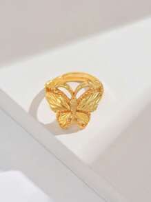 1 chiếc nhẫn thời trang phong cách Âu Mỹ hình lúa mì may mắn, trang sức cưới rỗng hở cho phụ nữ - Vàng - Xem 8