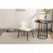 MERAX Boucle Fabric Dining Chair With Black Metal Legs