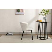 MERAX Boucle Fabric Dining Chair With Black Metal Legs
