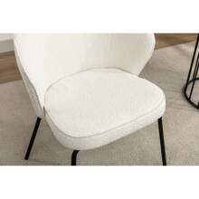 MERAX Boucle Fabric Dining Chair With Black Metal Legs