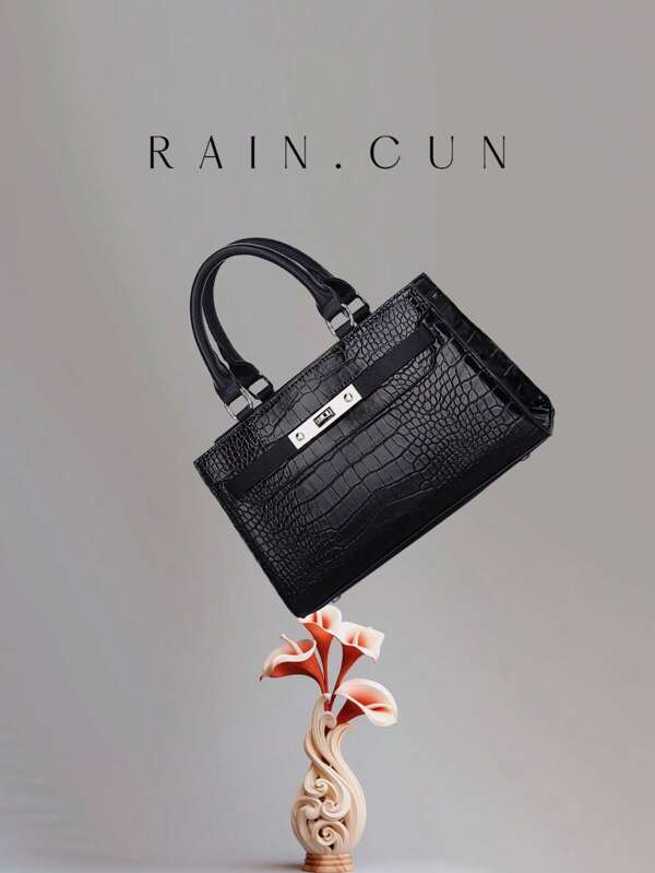 Business Casual Fashion, 1pc Solid Color Crocodile Pattern Women's Tote Bag For Teen Girls Women College Students, Teacher, White-Collar Workers, Rookies & White-Collar Workers Perfect For Office, Work, Business, Commute, Outdoors, Travel, Outings, Teacher's Day, Shopping, Office, Teacher Gifts, Vacation, Perfect For Work, Holiday, Back To School, Women Gifts, Funny Gift, Bags Ladies Elegant, Bag For Women Elegant, Luxury, Business Casual Woman Bag Perfect For Office Business And Work