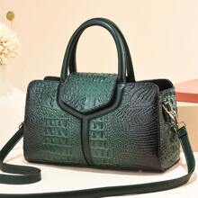 1pc New Fashion Crocodile Skin Pattern Handheld Crossbody Bag, Large Capacity Storage, Stylish And Simple, PU Material, Travel Daily Essential Storage Bag, Cosmetic Travel Bag - Multicolor - View 16