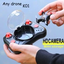K01 迷你遙控飛行器無人機航拍HD高清直升機四軸飛行器成人玩具一鍵起降簡單操作WiFi實時傳輸無頭模式高度維護與收納盒聖誕萬聖節感恩節禮物 - 黑色 - 查看 2