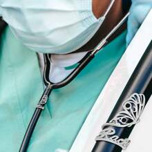 Custom Stethoscope Name Tag Personalized, Handmade Stethoscope Charms With Id Tag For Nurse, Doctor, Medical Professional Stethoscope Accessories - Silver - View 7