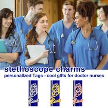 Custom Stethoscope Name Tag Personalized, Handmade Stethoscope Charms With Id Tag For Nurse, Doctor, Medical Professional Stethoscope Accessories - Silver - View 4