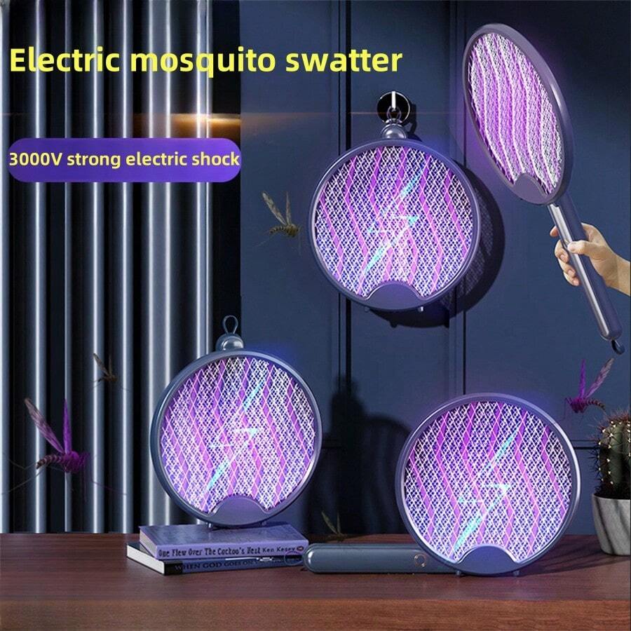 Rechargeable Electric Mosquito Swatter With Lithium Battery, Wholesale Fly Swatter, Foldable 2-In-1 Mosquito Killer For Home Use - One Size - View 1