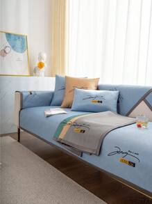 1入組2024新款簡約風格冰絲防滑涼墊，帶字母、小麥穗和蜜蜂圖案，適用於夏季沙發、臥室、窗台、辦公室沙發套 - 淺藍色 - 查看 4