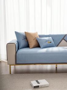 1入組2024新款簡約風格冰絲防滑涼墊，帶字母、小麥穗和蜜蜂圖案，適用於夏季沙發、臥室、窗台、辦公室沙發套 - 淺藍色 - 查看 7