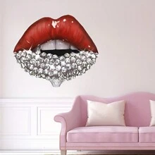 1 件创意性感嘴唇墙贴，最适合墙壁装饰、客厅装饰、可移除贴纸、贴纸、墙贴花、家居装饰乙烯基贴花、春季装饰品让您的家焕然一新、Rama 装饰贴纸