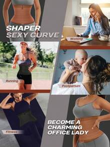 larrycard 1pc 2 In 1 Waist Trainer Belt Shapewear Corset Slimming Waist Flat Belly Faja With Zipper In Front, Sports