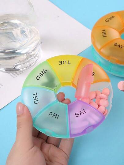 1pc 7 Colors Large Weekly Pill Organizer, Portable Storage PP Transparent Plastic Box ,XL 7 Day Portable Pill Box Case For Vitamin, Cod Liver Oil, Pills, Supplements, Flower Medicine Organizer-Arthritis Friendly, Gift For Her Mom Grandma, Christamas Thanksgiving Gifts Personal Pill Box, Mini Pill Box, Outdoor Portable, Essential For Going Out