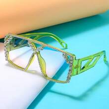 Fashionable Oversized Pearl Embellished Fashion Glasses For Women, Outdoor Cycling Beach Hollow Out Inlaid Sparkling Pearls Ins Style - Multicolor - View 6