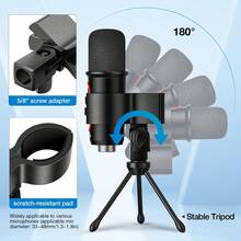 JAMELO USB麥克風電腦電容式遊戲麥克風，適用於遊戲電腦PS4/5 - 黑色 - 查看 3