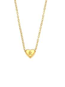 A Minimalist Necklace With A Small Heart-Shaped Letter Pendant, Made Of Stainless Steel And Plated With 18k Gold. Mini Necklace With Heart-Shaped Letter Pendant. - Letter Heart Necklace - View 37