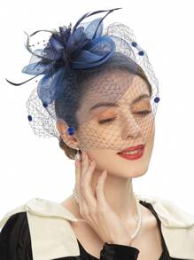 1 قطعة من قبعات التافك للنساء لحفلات الشاي وحفلات الفروسية بولاية كنتاكي وحفلات الزفاف، مزينة بالأزهار والشبكة الحجابية،اكسسوارات شعر، قبعة ديربي، قبعة صغيرة، طاقية صغيرة