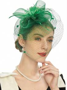 1 قطعة من قبعات التافك للنساء لحفلات الشاي وحفلات الفروسية بولاية كنتاكي وحفلات الزفاف، مزينة بالأزهار والشبكة الحجابية،اكسسوارات شعر، قبعة ديربي، قبعة صغيرة، طاقية صغيرة