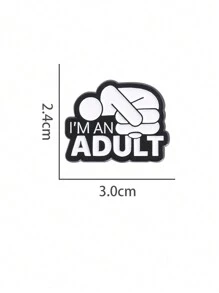1pc I'M AN ADULT Enamel Pins Custom Mental Health Brooches Lapel Badges Punk Funny Song Lyrics Jewelry Gift For Friends - Black and White - View 7