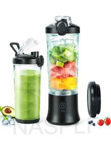 Portable Blender, Personal Blender For Shakes And Smoothies, Mini Blender With 6 Blades 150W Powerful, USB Rechargeable,600ML To-Go Cups And Spout Lids For Frozen Blending, Kitchen, Home, Travel,Kitchen Portable Fruit Machine,Portable Juicer And Blender,Juice,Lemon. - Black - View 12
