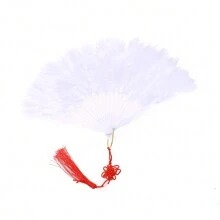 Éventail en tissu pour femmes, accessoire de danse, synthétique avec plumes et pliable, joli éventail de décoration de mariage. Meilleur cadeau pour l'anniversaire
