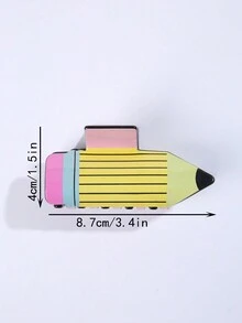 1入組可愛心形卡通鉛筆車造型髮夾，適用於日常大學風格，適用於浴室握持少量頭髮 - 彩色 - 查看 10