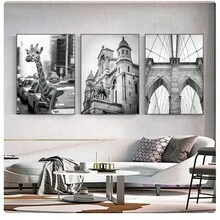 1PC Black And White Travel Landcape Posters Alpaca Giraffe Canvas Painting Street Photography Pictures Home Decor , No Frame