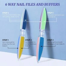 MAOMIA 2PCS Nail File With 6 Sides - Professional Nail Care Tool For Salon & Home Use, Multi-Functional Polishing & Trimming For Easy And Convenient Nail Maintenance - Multicolor - View 2
