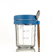 Copo de Iogurte com Tampa Hermética, Copo para Iogurte e Aveia Durante a Noite, Frasco de Salada de Vidro Portátil de 350ml com Colher, Copo de Café da Manhã - Tamanho único serve para todos - Visão 11