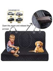 Dog Car Seat Protector, Back Seat Pet Car Seat Protector Pad, Non-Slip Seat Cover Fit Most Sedans, Trucks, SUVs, With Armrest - Black