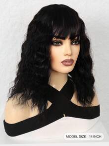 Easily Clip-In Curly Hair Extensions With Bangs - Natural-Looking Synthetic Hair Extensions For Everyday Wear And Enhanced Style - Black - View 2