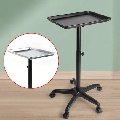 Black/Silver Beauty Cosmetic Cart Rolling Cart Work Cart Trolley Salon Desktop Beauty Equipment Table Hairdressing Salon With 5 Universal Wheels Equipment Cart For Beauty Salon And Spa