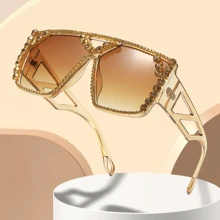 Fashionable Oversized Pearl Embellished Fashion Glasses For Women, Outdoor Cycling Beach Hollow Out Inlaid Sparkling Pearls Ins Style - Multicolor - View 3