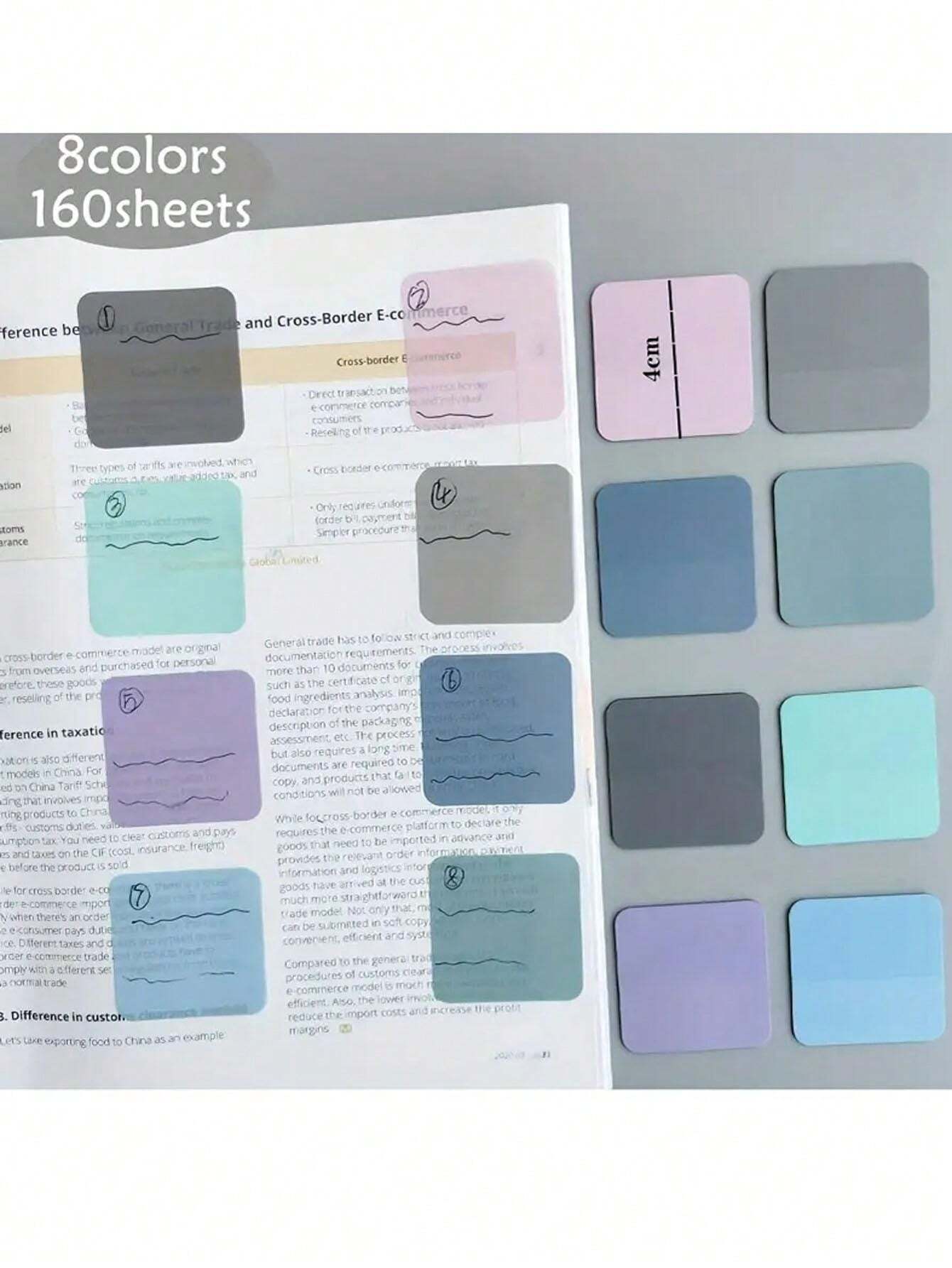 8-Card 160-Sheet New 8-Colored Muted Tone Square Transparent Index ...