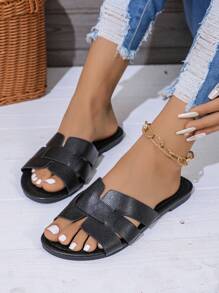2024 New Summer Woven Flat Women's Sandals, Fashionable & Casual Beach Sandals, Comfortable & Slippers
